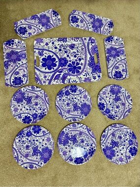 NEW Melamine summer outdoor plates serving party set picnic washable reusable